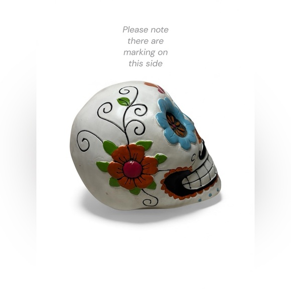 Colorful Ceramic Sugar Skull Decor – Day of the Dead Art - Picture 5 of 5